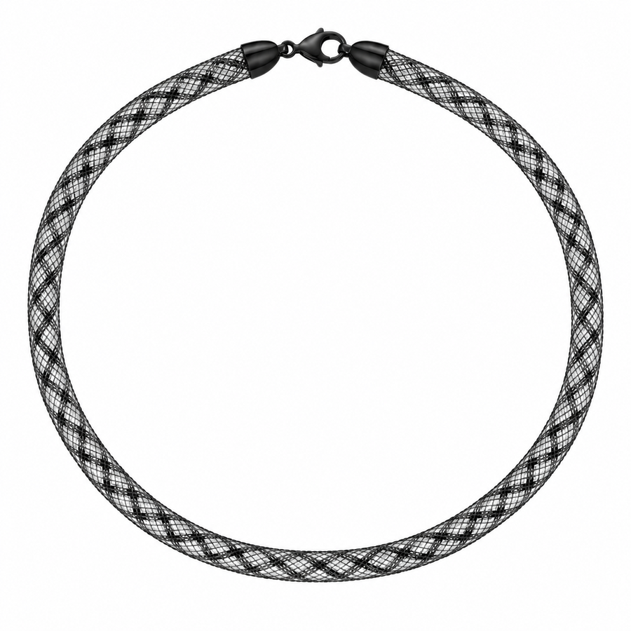 Final Price-Plated 925 Sterling SilverRound & Flat Italian Mesh Necklace - ITN00047