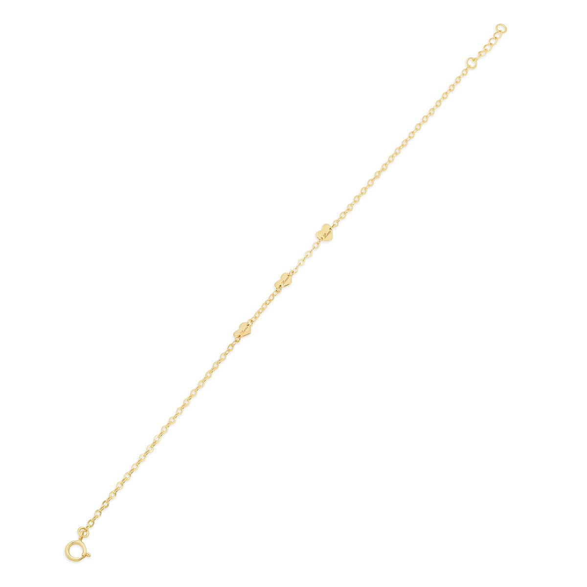 14KB0006. - 14 Karat Yellow Gold Heart Engraved Love Charm Adjustable Bracelet