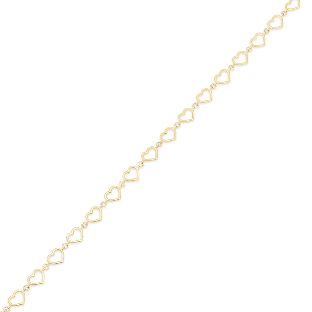 14KB0008. - 14 Karat Yellow Gold Multi Heart Charms Adjustable Bracelet