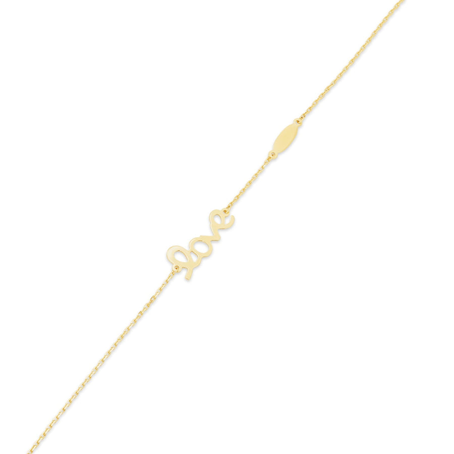 14KB0009. - 14 Karat Yellow Gold Love Engravable Bar Adjustable Bracelet