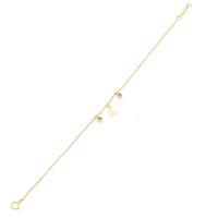 14KB0013. - 14 Karat Yellow Gold Butterfly and Round Opal Charms Adjustable Bracelet