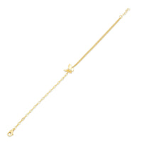 14KB0014. - 14 Karat Yellow Gold Butterfly Charm Double Strand Paperclip Adjustable Bracelet