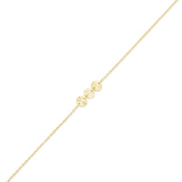 14KB0016. - 14 Karat Yellow Gold Three Diamond Cut Round Charm Adjustable Bracelet