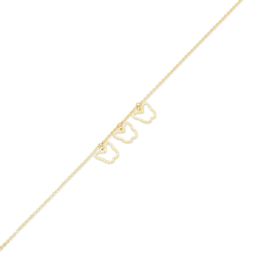 14KB0017. - 14 Karat Yellow Gold Three Diamond Cut Butterfly Adjustable Bracelet