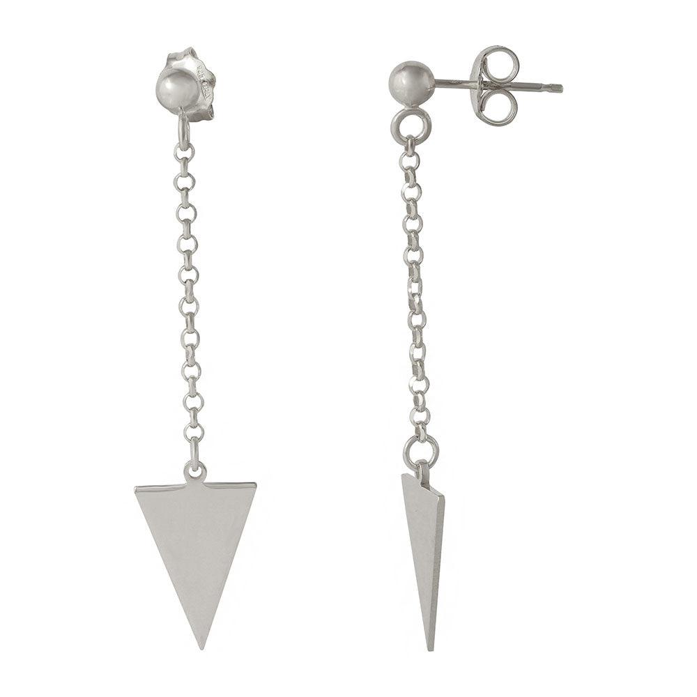 925 Sterling Silver Silver Hanging Triangle Earrings - ARE00006RH | ARE00006GP