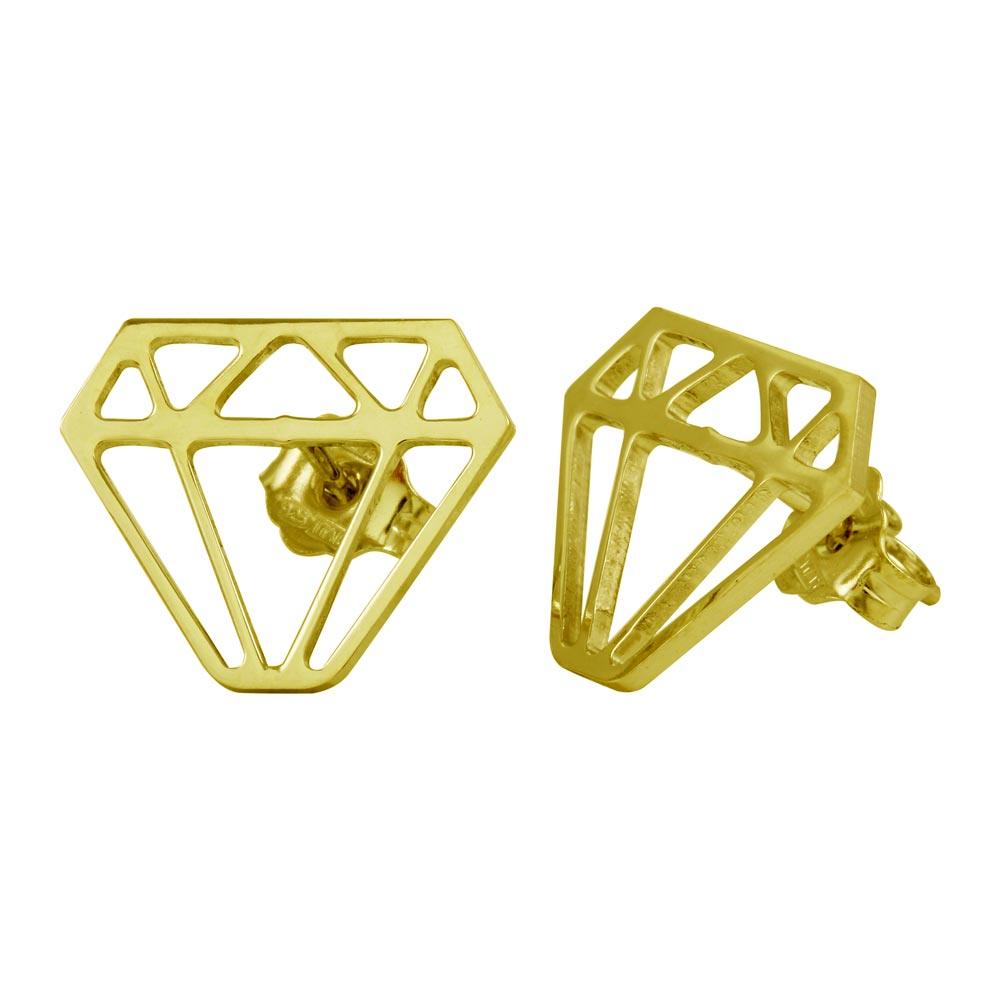 925 Sterling Silver Silver Diamond Cut Out Earrings - ARE00009RH | ARE00009GP | ARE00009RGP