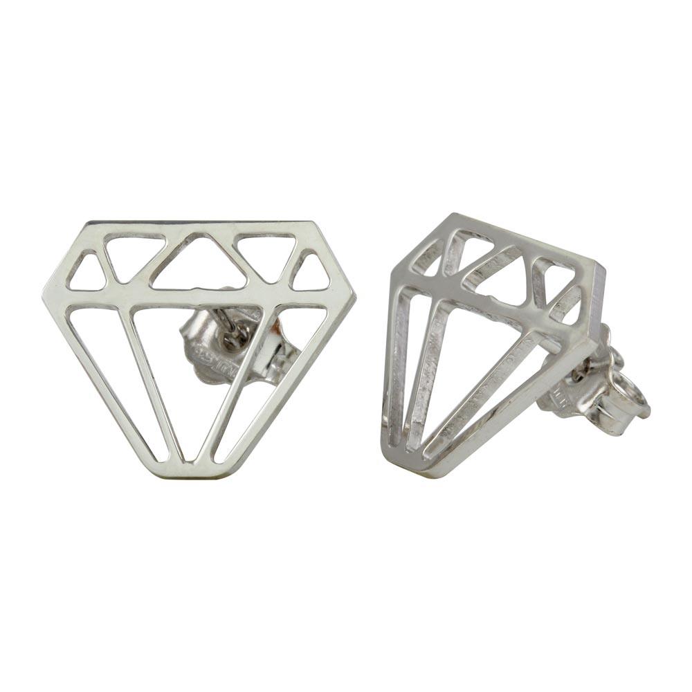 925 Sterling Silver Silver Diamond Cut Out Earrings - ARE00009RH | ARE00009GP | ARE00009RGP