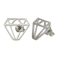 925 Sterling Silver Silver Diamond Cut Out Earrings - ARE00009RH | ARE00009GP | ARE00009RGP