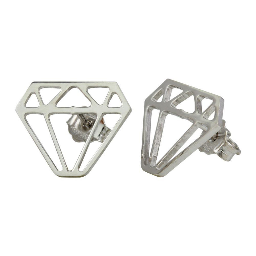 925 Sterling Silver Silver Diamond Cut Out Earrings - ARE00009RH | ARE00009GP | ARE00009RGP