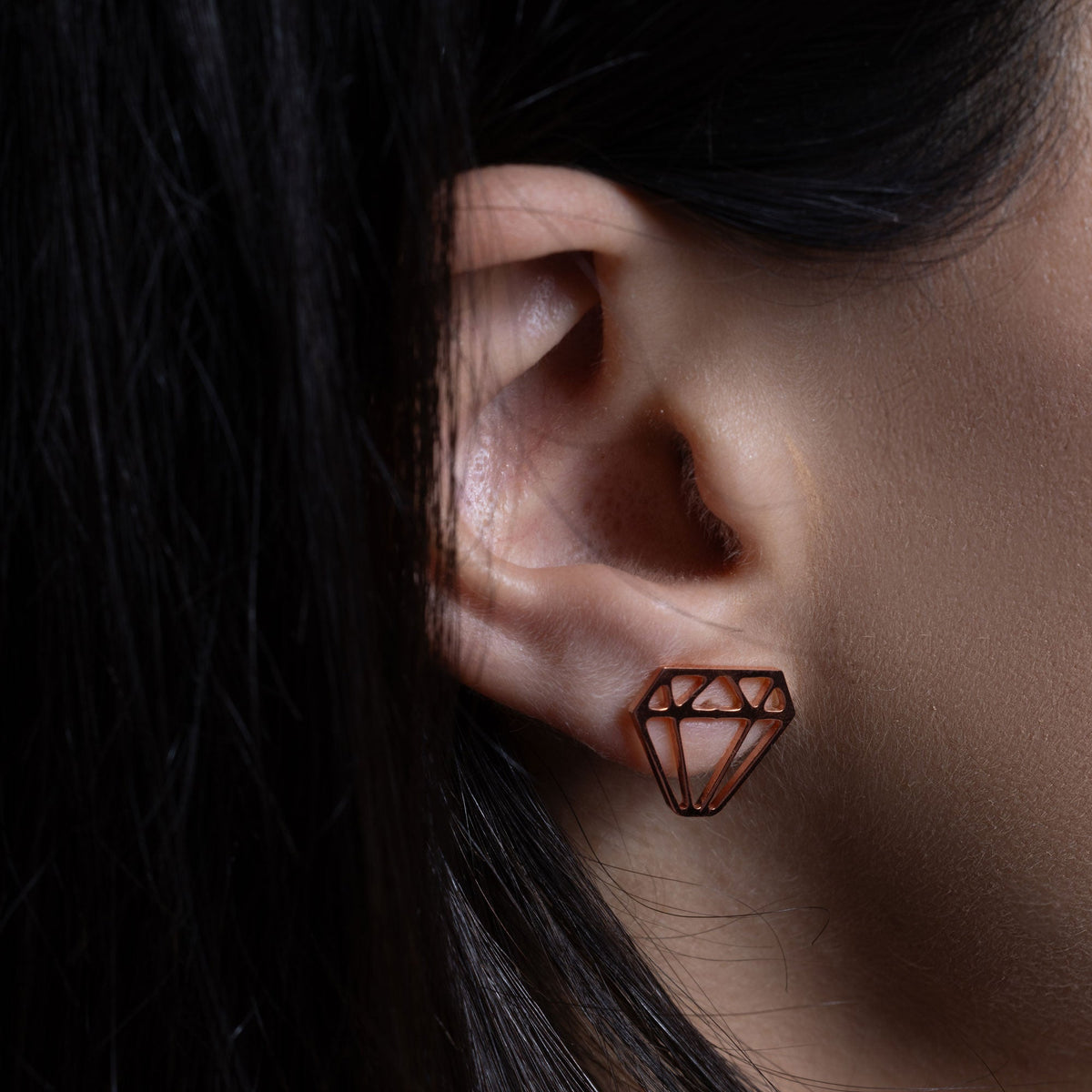 925 Sterling Silver Silver Diamond Cut Out Earrings - ARE00009RH | ARE00009GP | ARE00009RGP