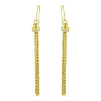 925 Sterling Silver Silver Tassel Drop Clear CZ Earrings - ARE00010RH | ARE00010GP