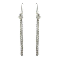 925 Sterling Silver Silver Tassel Drop Clear CZ Earrings - ARE00010RH | ARE00010GP