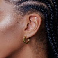 925 Sterling Silver Electroforming Flat 4mm Hoop Earrings - ARE00022SL | ARE00022RH | ARE00022GP