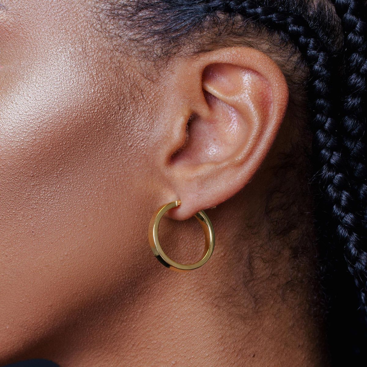 925 Sterling Silver Electroforming Flat 4mm Hoop Earrings - ARE00022SL | ARE00022RH | ARE00022GP