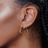 925 Sterling Silver Electroforming Flat 4mm Hoop Earrings - ARE00022SL | ARE00022RH | ARE00022GP