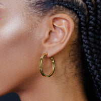 925 Sterling Silver Electroforming Flat 4mm Hoop Earrings - ARE00022SL | ARE00022RH | ARE00022GP