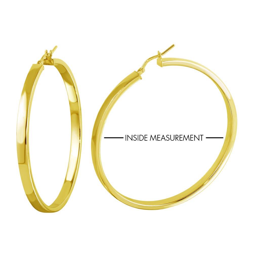 925 Sterling Silver Electroforming Flat 4mm Hoop Earrings - ARE00022SL | ARE00022RH | ARE00022GP
