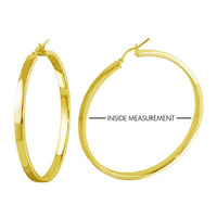 925 Sterling Silver Electroforming Flat 4mm Hoop Earrings - ARE00022SL | ARE00022RH | ARE00022GP