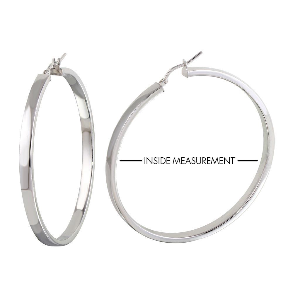 925 Sterling Silver Electroforming Flat 4mm Hoop Earrings - ARE00022SL | ARE00022RH | ARE00022GP