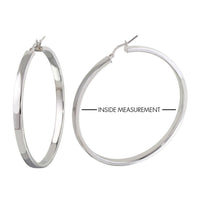 925 Sterling Silver Electroforming Flat 4mm Hoop Earrings - ARE00022SL | ARE00022RH | ARE00022GP