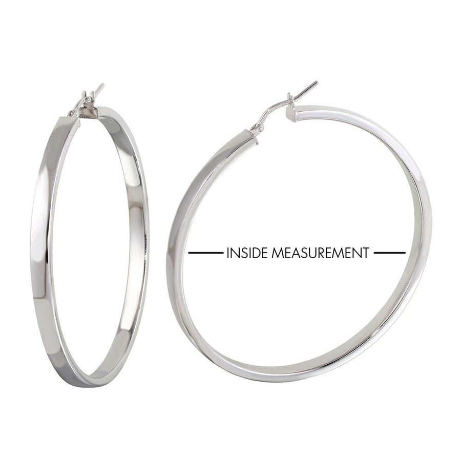 925 Sterling Silver Electroforming Flat 4mm Hoop Earrings - ARE00022SL | ARE00022RH | ARE00022GP