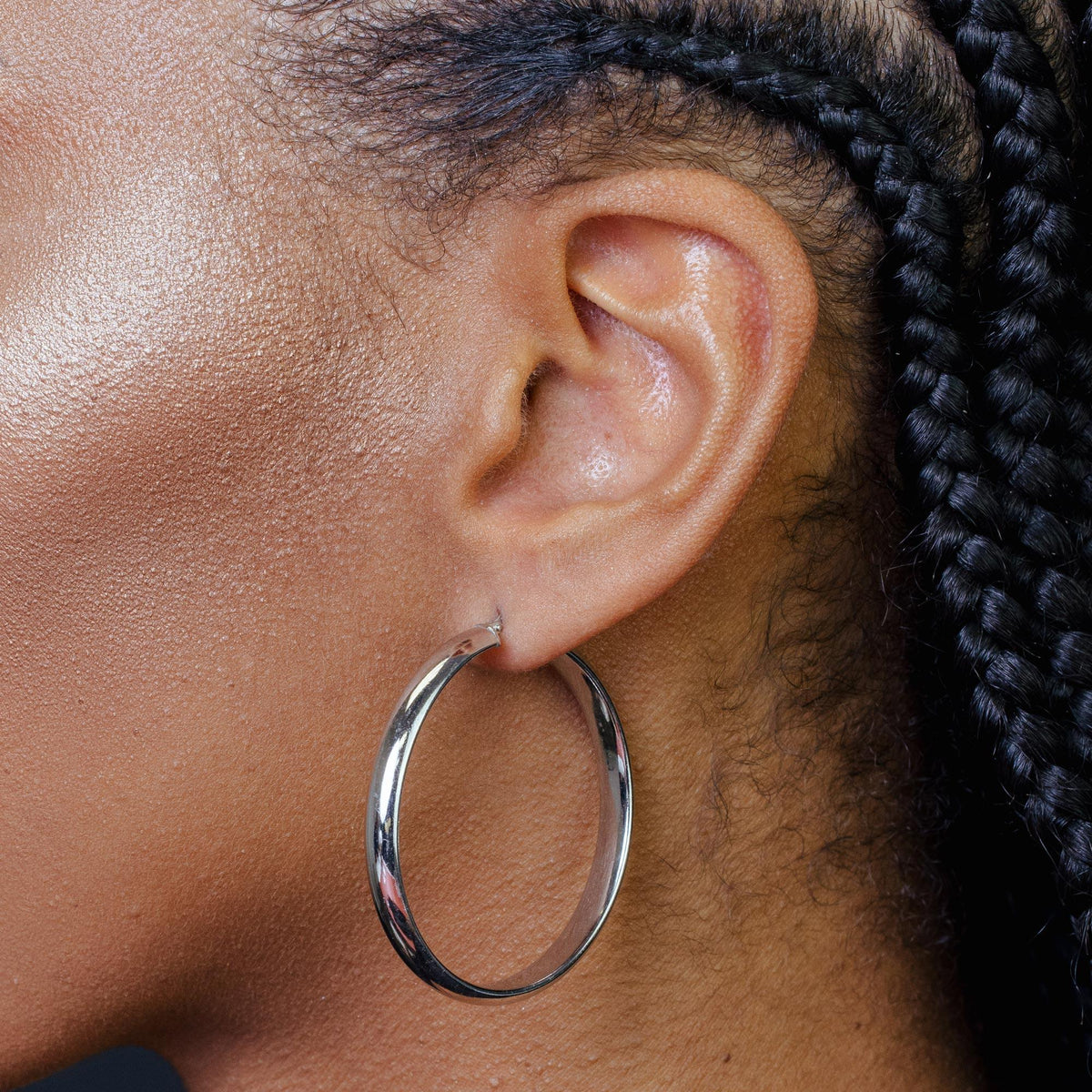 925 Sterling Silver Electroforming Rounded 5mm Hoop Earrings - ARE00023