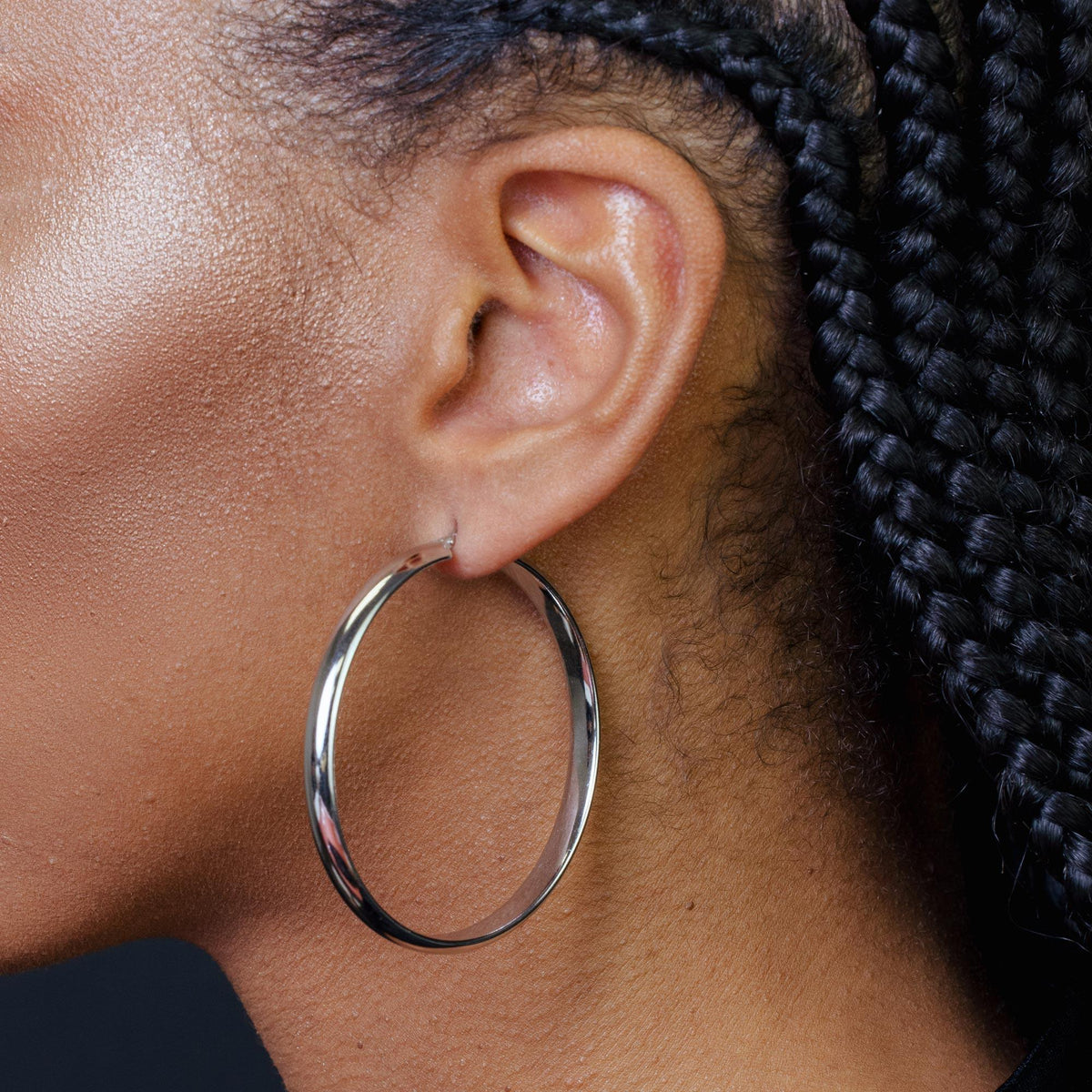 925 Sterling Silver Electroforming Rounded 5mm Hoop Earrings - ARE00023
