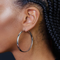 925 Sterling Silver Electroforming Rounded 5mm Hoop Earrings - ARE00023