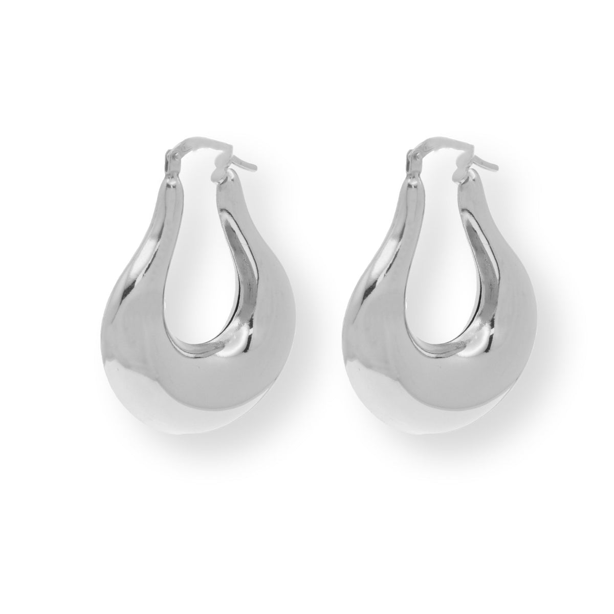 925 Sterling Silver Silver Puffed Chunky Teardrop Latch Lock Earrings - ARE00042RH | ARE00042GP