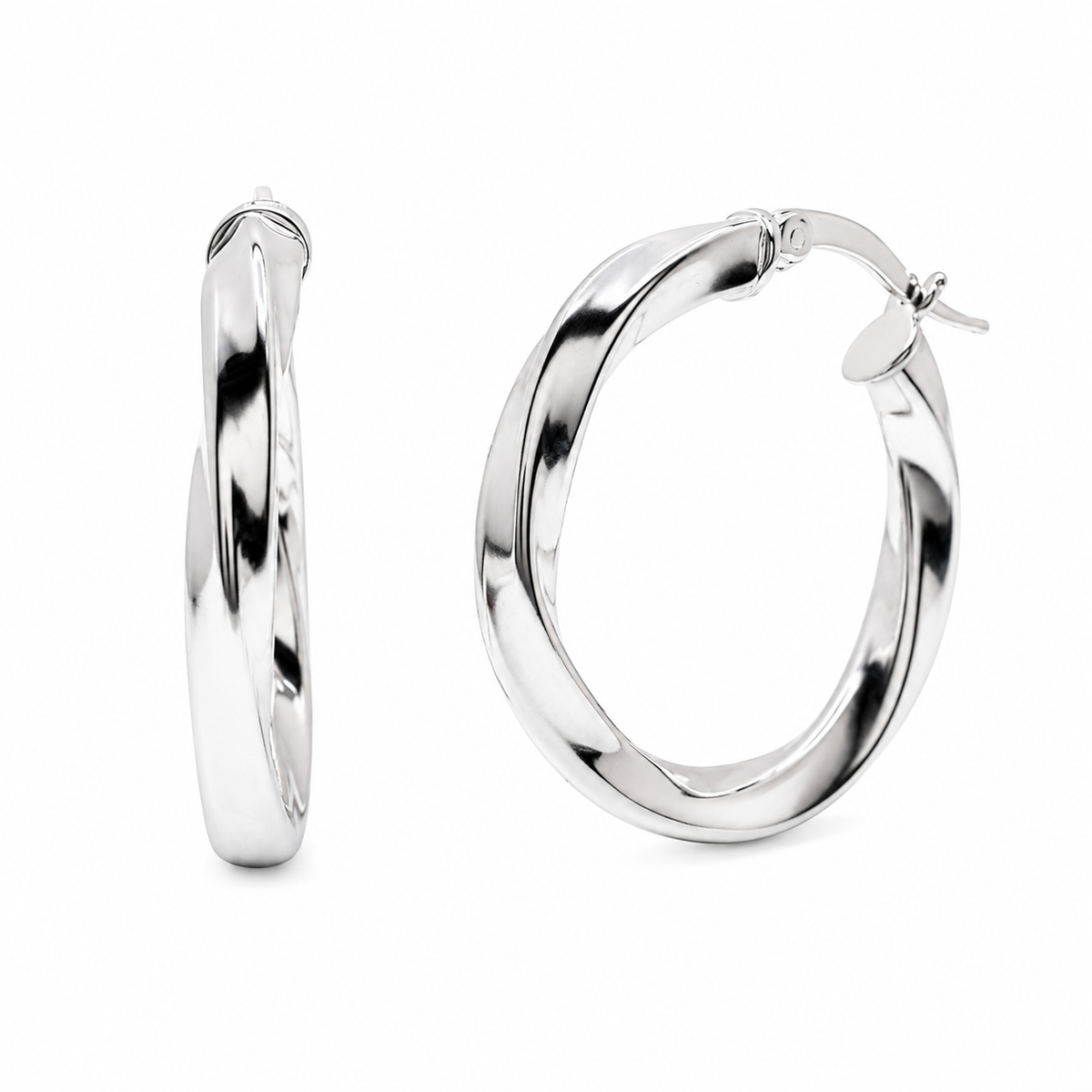 925 Sterling Silver Silver Twisted Hoop Earrings - ARE00050
