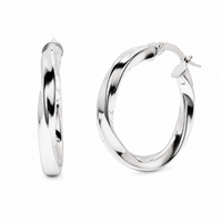 925 Sterling Silver Silver Twisted Hoop Earrings - ARE00050