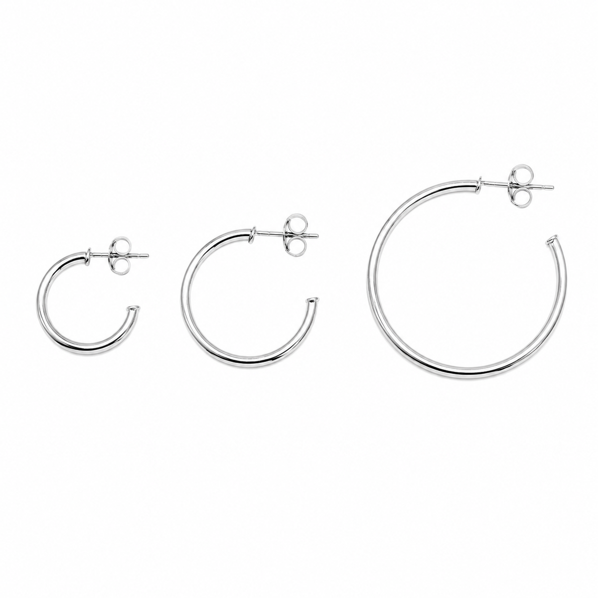 925 Sterling Silver Silver Two Ribbed Hoop Earrings - ARE00053