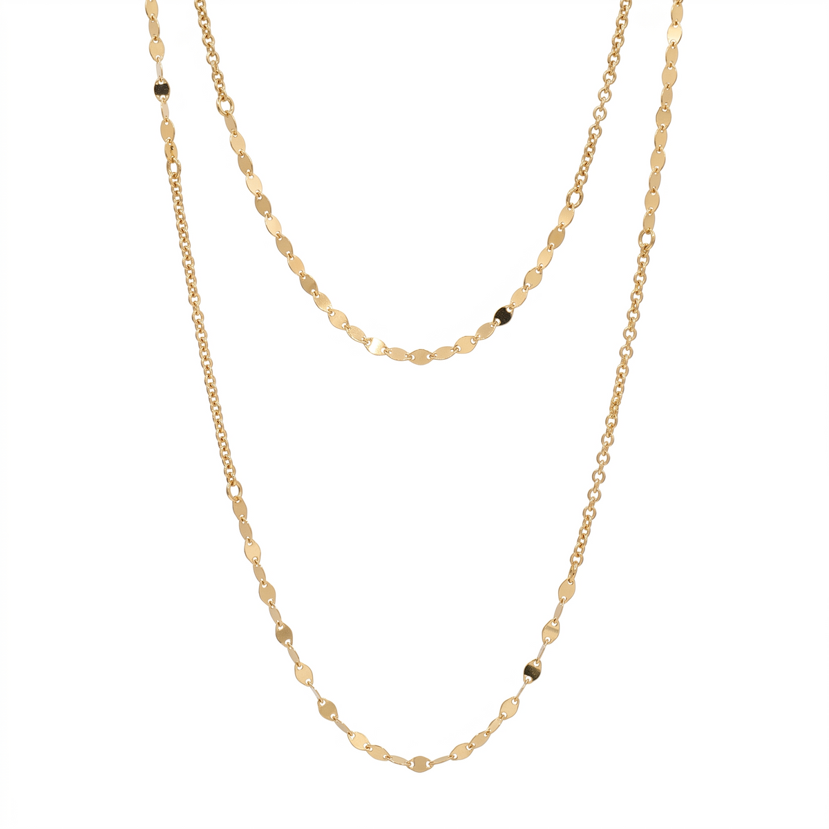 925 Sterling Silver Rolo & Vale Link Layered Necklace - ARN00050
