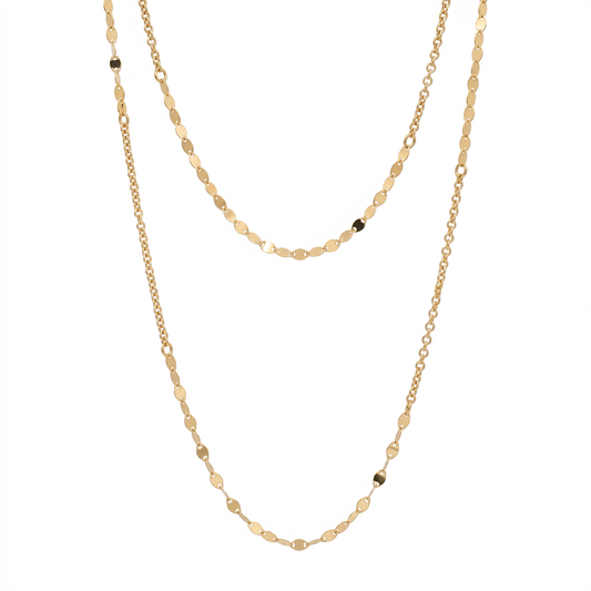 925 Sterling Silver Rolo & Vale Link Layered Necklace - ARN00050