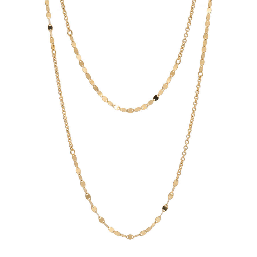 925 Sterling Silver Rolo & Vale Link Layered Necklace - ARN00050