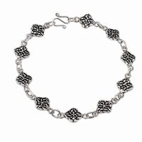 Oxidized 925 Sterling Silver Celtic Flower Bracelet - B00003