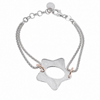 Clearance - Two-Tone 925 Silver Popcorn Link Star Bracelet - B00018