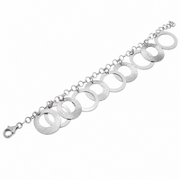 Rhodium Plated 925 Silver Multi Circle Charm Bracelet - B00032