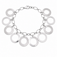 Rhodium Plated 925 Silver Multi Circle Charm Bracelet - B00032