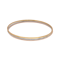 Three-Tone Sterling Silver 925 Diamond Cut Stackable Bangle Bracelet - BG140