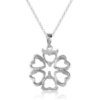 Rhodium Plated 925 Silver Multi Heart Petal Flower Mounting Necklace - BGP00785 | BGP00786 | BGP00787