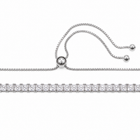 Rhodium Plated 925 Sterling Silver Adjustable CZ Bridal Tennis Necklace - BGP01255