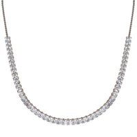 Rhodium Plated 925 Sterling Silver Adjustable CZ Bridal Tennis Necklace - BGP01255