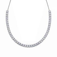 Rhodium Plated 925 Sterling Silver Adjustable CZ Bridal Tennis Necklace - BGP01255