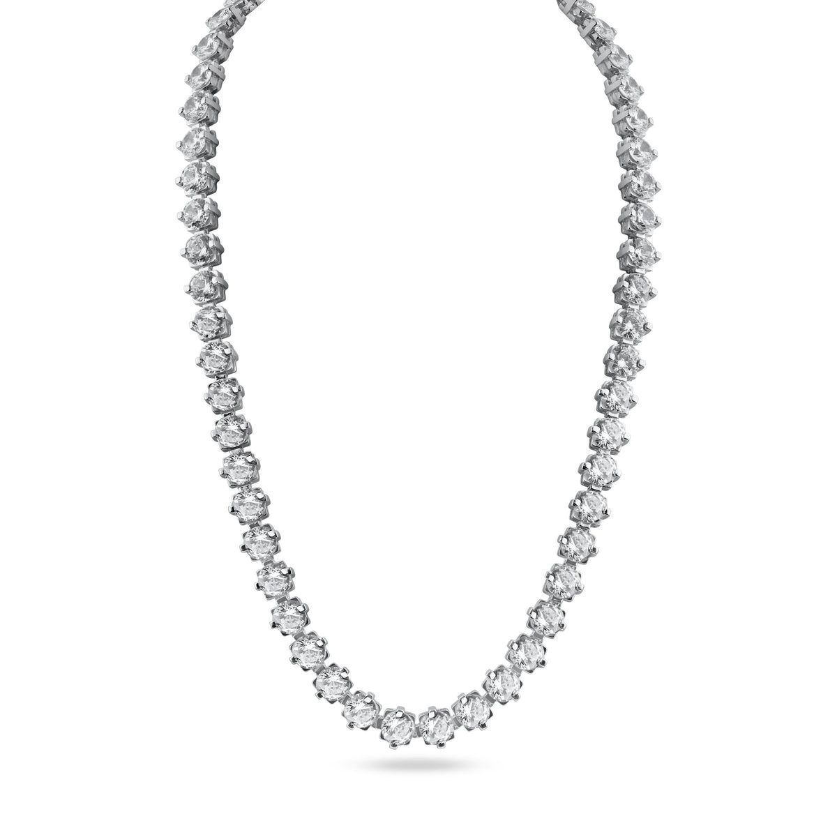 Rhodium Plated 925 Sterling Silver Tennis CZ Bridal Necklace - BGP01261