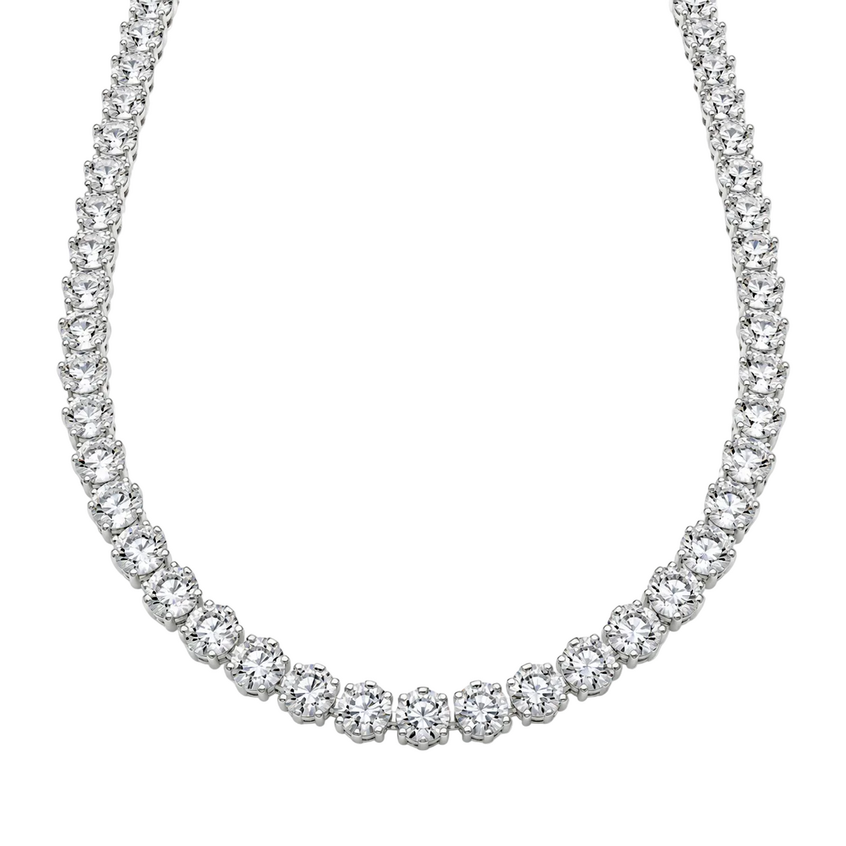 Rhodium Plated 925 Sterling Silver Tennis CZ Bridal Necklace - BGP01261