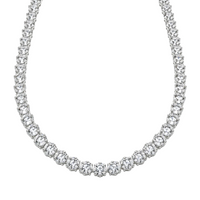 Rhodium Plated 925 Sterling Silver Tennis CZ Bridal Necklace - BGP01261