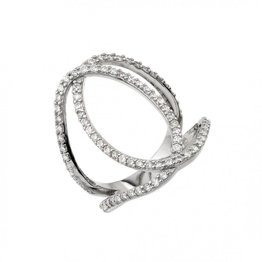 Silver 925 Rhodium Plated Interlace Ring - BGR00927