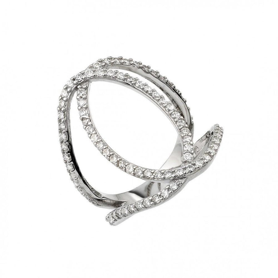Silver 925 Rhodium Plated Interlace Ring - BGR00927
