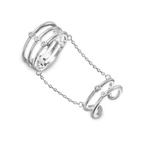 Silver 925 Rhodium Plated 2 Rings in 1 Attached on a Chain - BGR01025